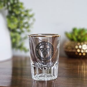 Providence College Friars Shot Glass Fluted Gold Rim 3” Sigillum Collegii